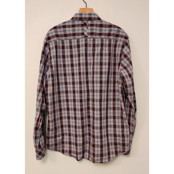 7 Diamonds Western Shirt Cowboy Button‎ Up Blue Plaid Cotton Mens Large - Picture 2 of 16